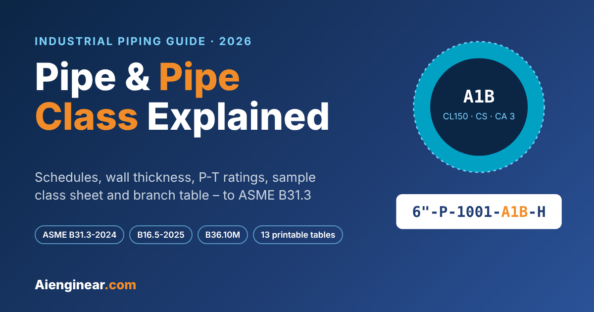 Pipe class explained – pipe class A1B and line number 6"-P-1001-A1B-H, Aienginear guide