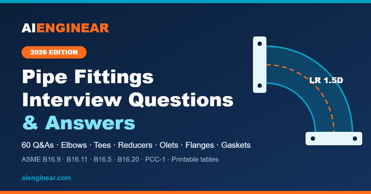 Pipe fittings interview questions and answers 2026 – elbows, tees, reducers, olets, ASME B16.5 flanges and gaskets – Aienginear
